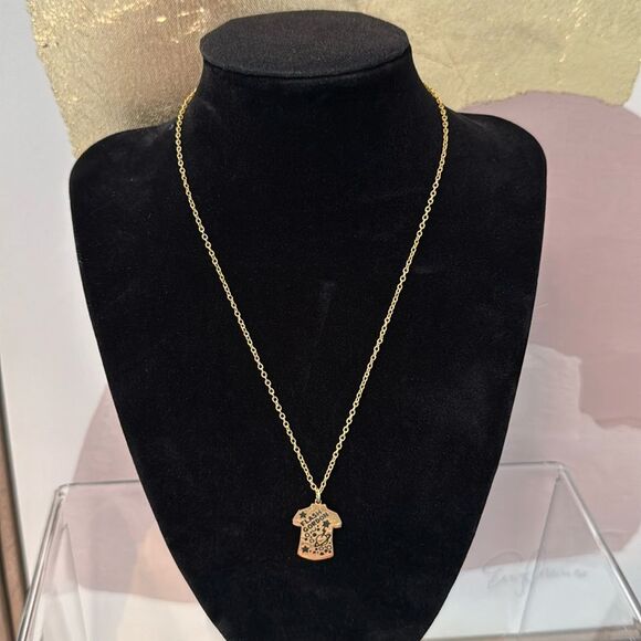 Vintage Gold Tone Flash Gordon T-Shirt Comic Collectible Layering Theme Necklace - Picture 1 of 4